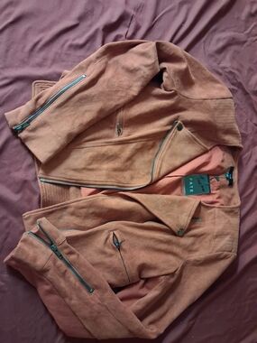 Fate Dusty Rose Suede Moto Jacket